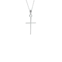 17MM Thin Cross White Gold Kids Necklace