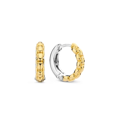 Box Chain 14MM Golden Huggie Earrings