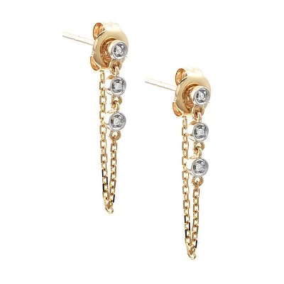 Three Diamond and Chain Earrings