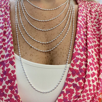 Oval Beads Silver Chain