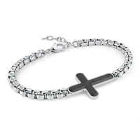 Carbon Fiber Cross Round Box Bracelet