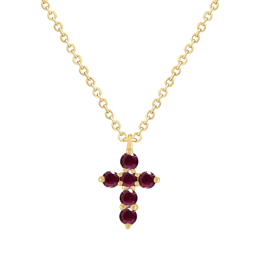 Mini Ruby Cross Necklace