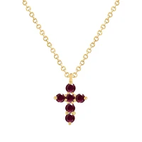 Mini Ruby Cross Necklace