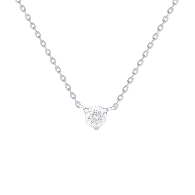 .16CT Diamond Solitaire Prong Set Necklace White Gold