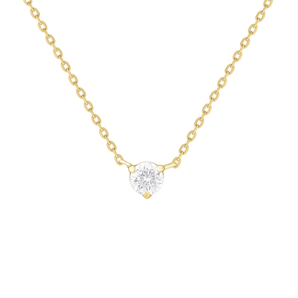 .16CT Diamond Solitaire Prong Set Necklace