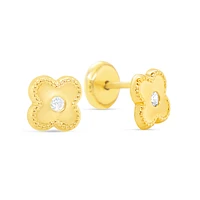 Clover Zirconia Center Stud Earrings