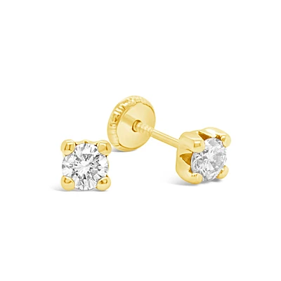 Round Zirconia 5MM Four Prong Set Stud Earrings
