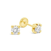 Round Zirconia 5MM Four Prong Set Stud Earrings