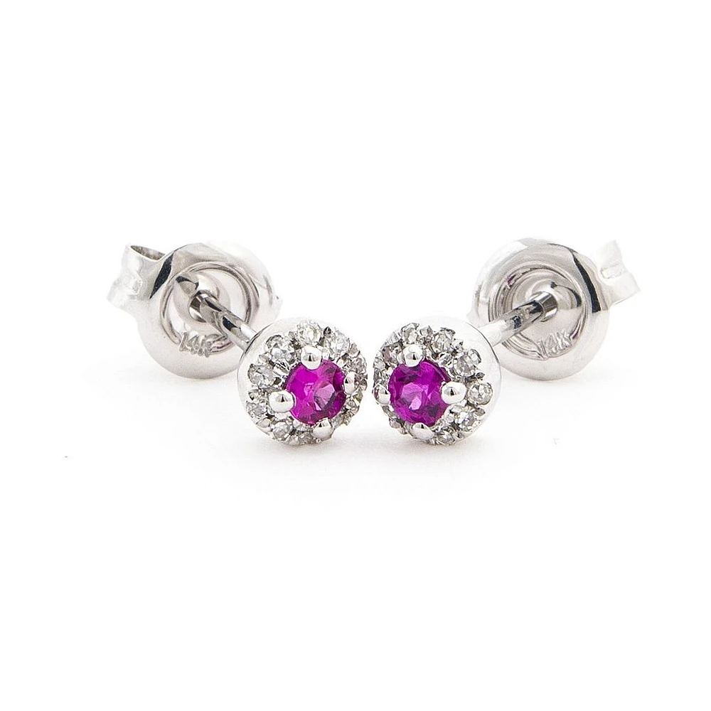 Ruby and Diamond Stud Earrings