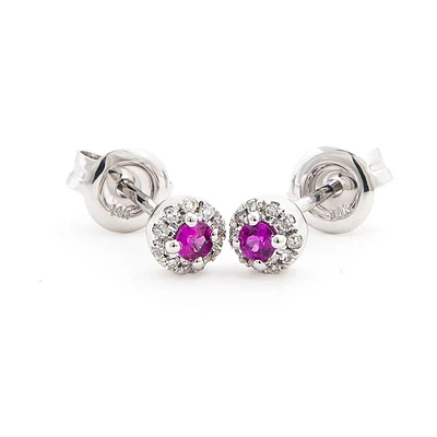 Ruby and Diamond Stud Earrings