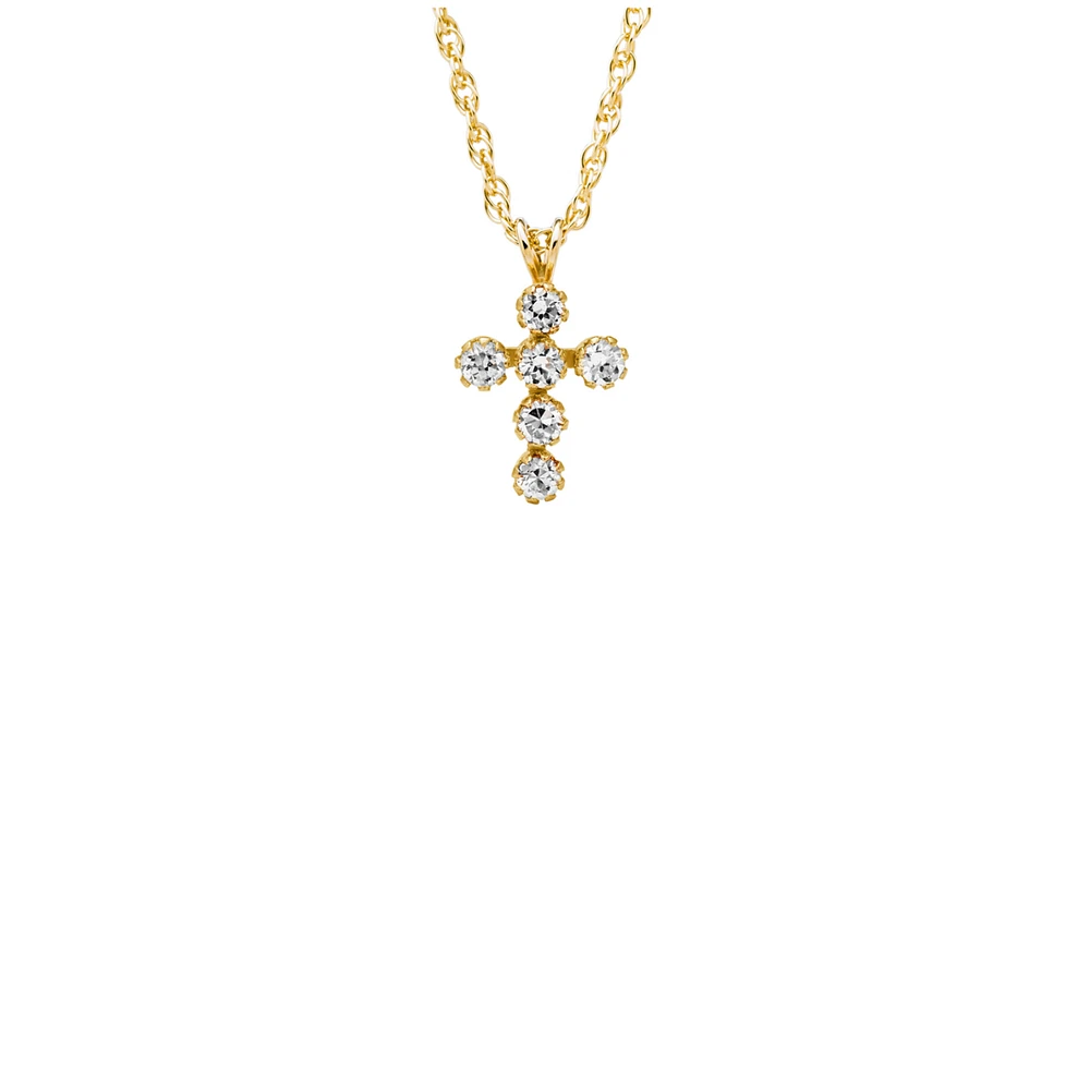 Clear Zirconia Cross Kids Necklace