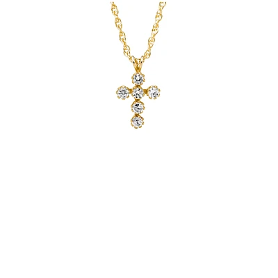 Clear Zirconia Cross Kids Necklace