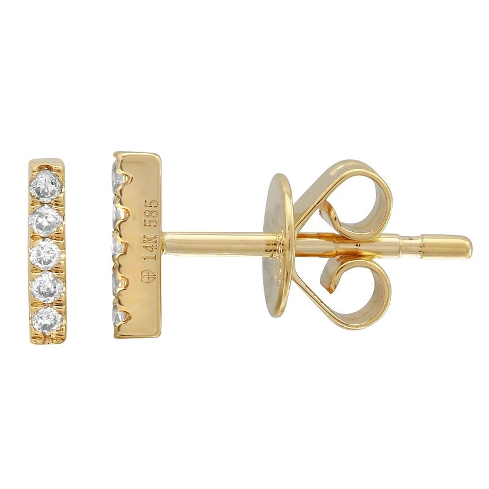 Diamond Bar Stud Earrings