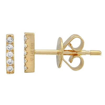 Diamond Bar Stud Earrings