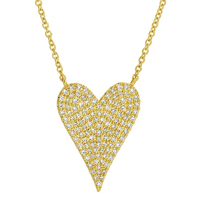 Elongated Heart Yellow Gold .27CT Diamond Necklace