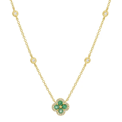 Emerald Clover and Diamonds Necklace