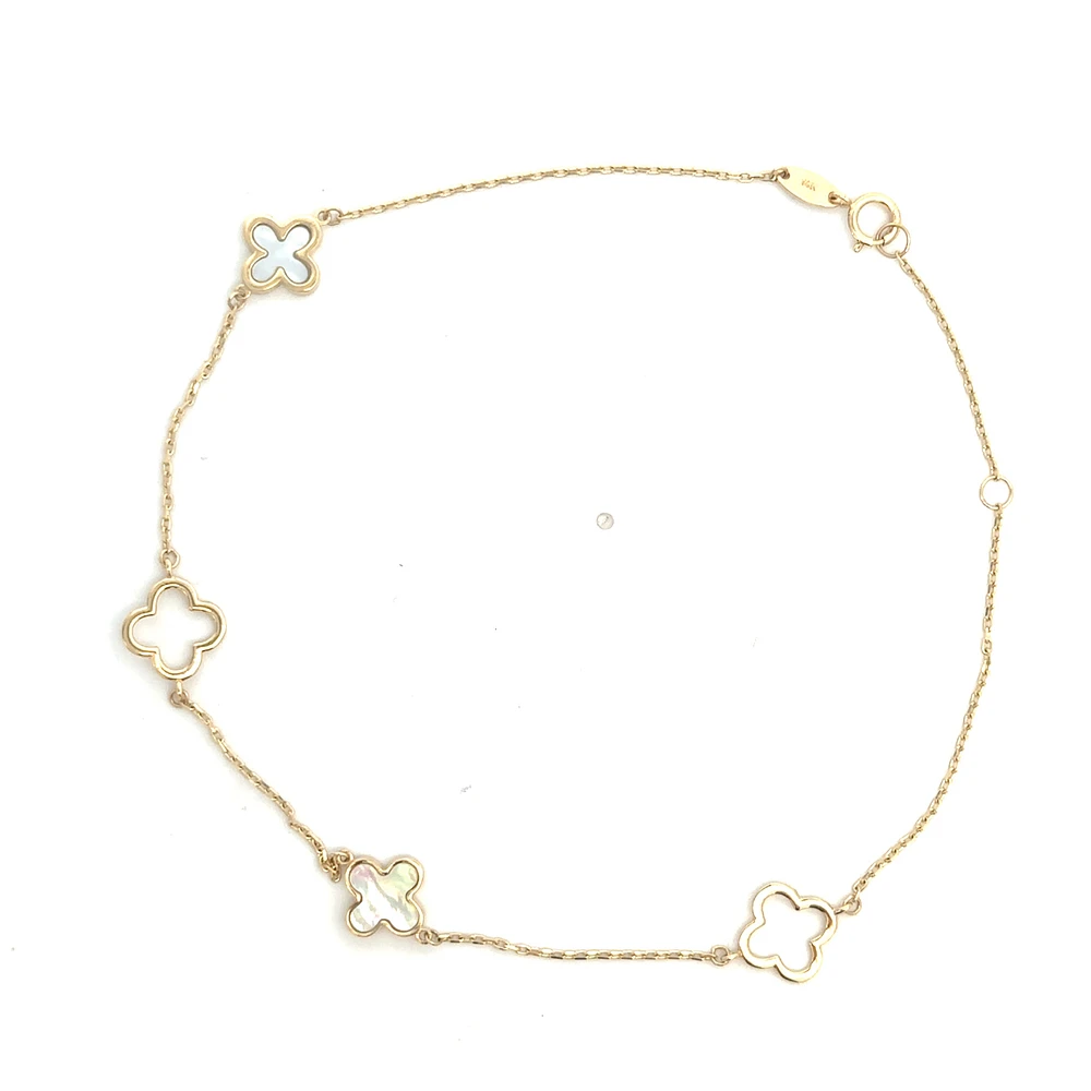 Combined Clover Mother Pearl Ankle Bracelet