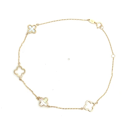 Combined Clover Mother Pearl Ankle Bracelet