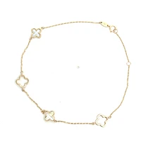 Combined Clover Mother Pearl Ankle Bracelet