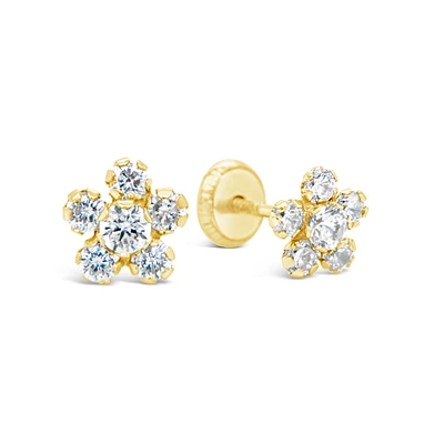 Spectacular Zirconia Flower 7MM Stud Earrings
