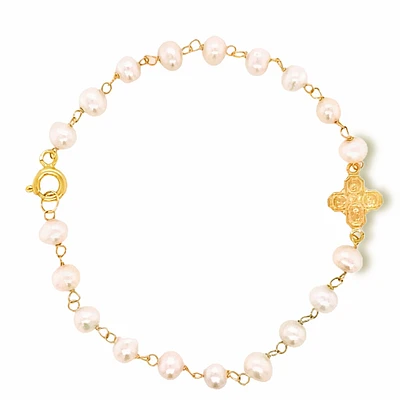 Four Way Cross Pearl Bracelet