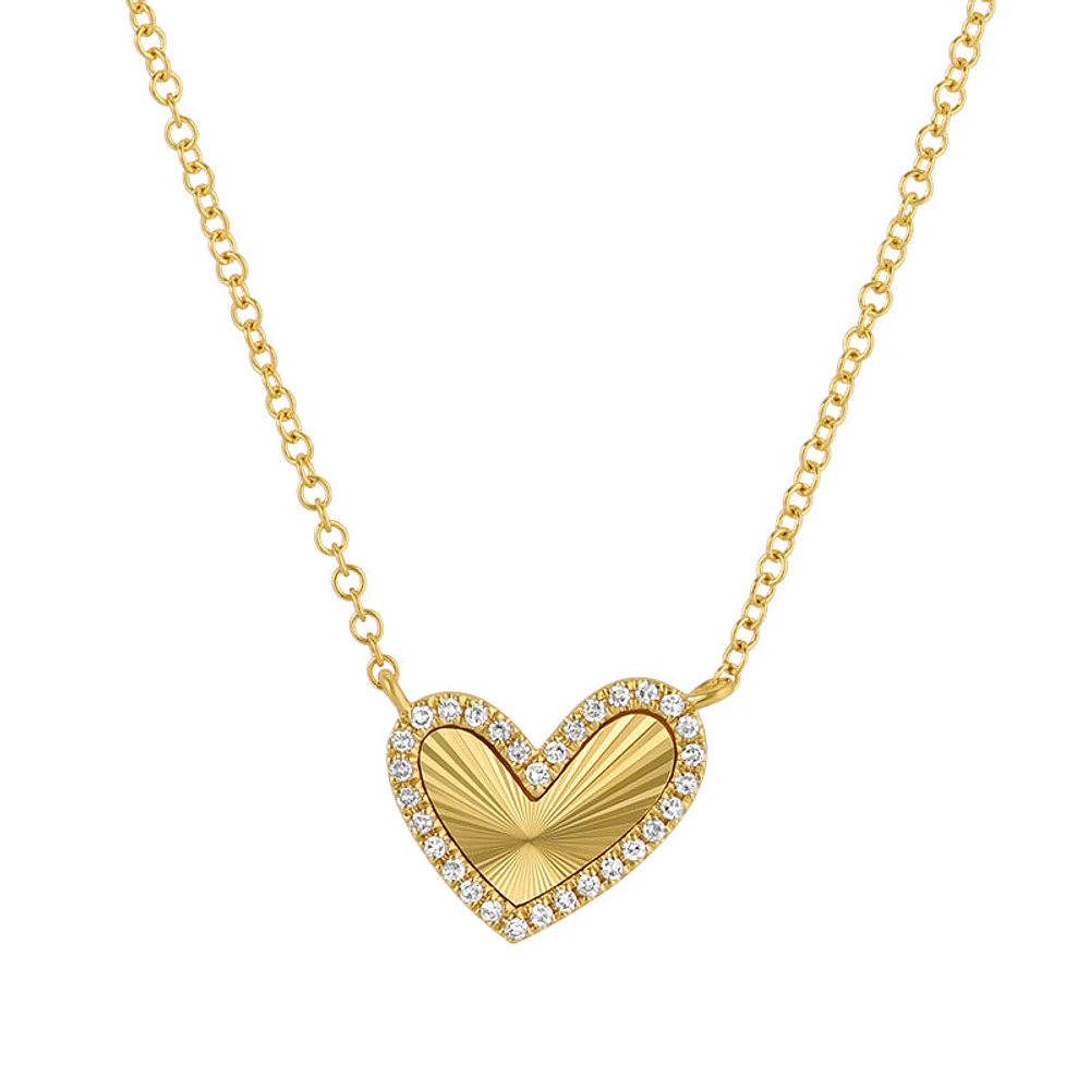 Fluted Heart Diamonds Necklace