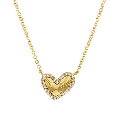 Fluted Heart Diamonds Necklace