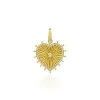 Fluted Heart Pendant with Diamonds