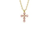 Pink Zirconia Cross Kids Necklace