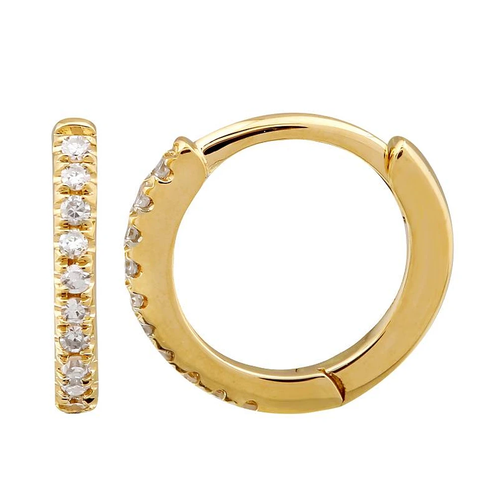 Gold Diamond 9MM Huggie Earrings