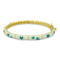 White/Teal Blue Hearts Kids Bangle Bracelet