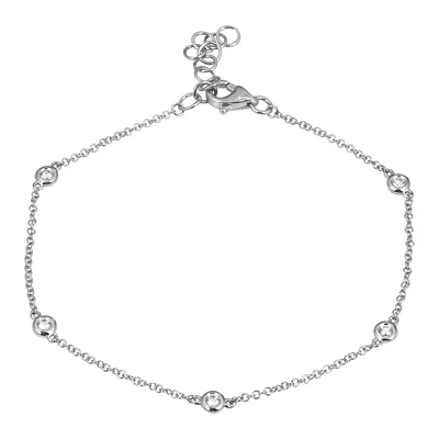 Five Diamond Bezel Set White Gold Bracelet
