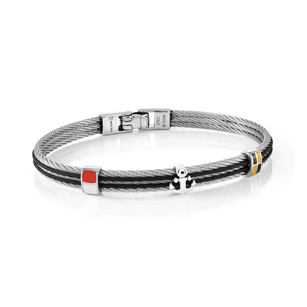 Black and Steel Anchor Bracelet