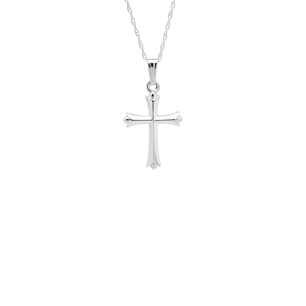 16MM Solid Cross White Gold Kids Necklace