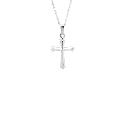 16MM Solid Cross White Gold Kids Necklace