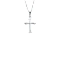 16MM Solid Cross White Gold Kids Necklace