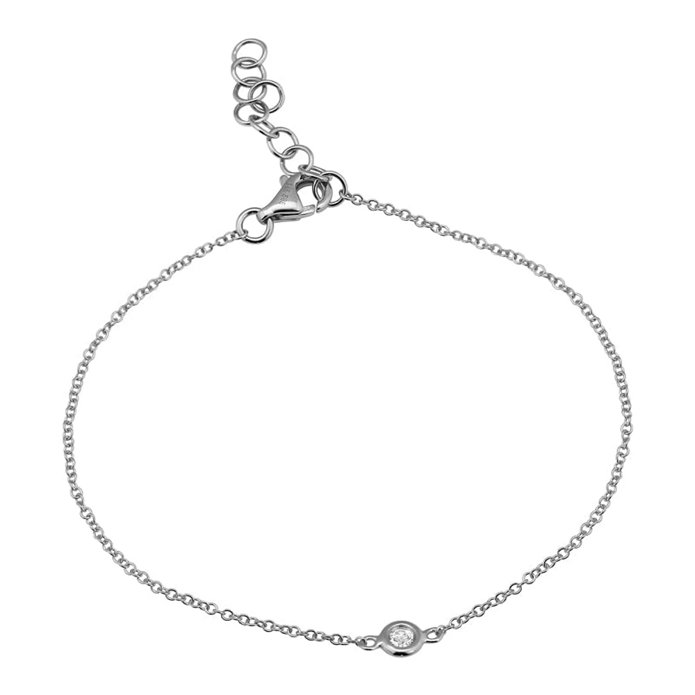 Bezel Set .05CT Diamond Bracelet 14KW