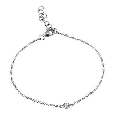 Bezel Set .05CT Diamond Bracelet 14KW