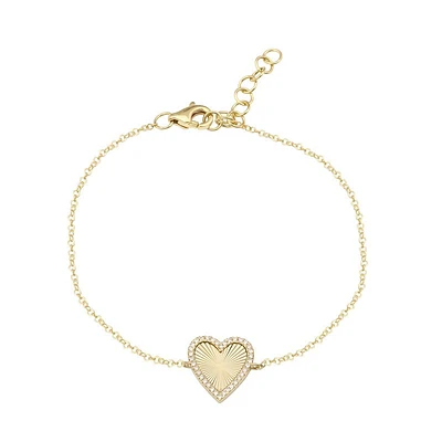 Fluted Classic Heart Diamonds Bracelet