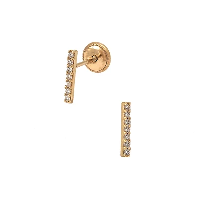 Long Bar Zirconias Stud Earrings