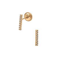 Long Bar Zirconias Stud Earrings
