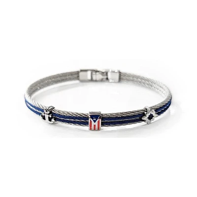 Puerto Rico Blue Cord Steel Bracelet