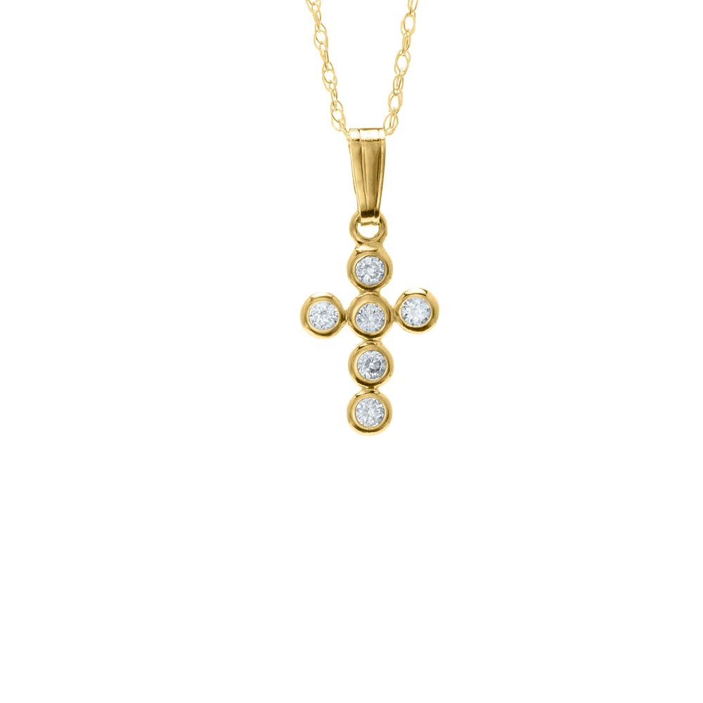 10MM Bezel Zirconia Cross Kids Necklace