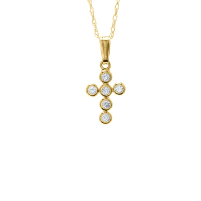 10MM Bezel Zirconia Cross Kids Necklace
