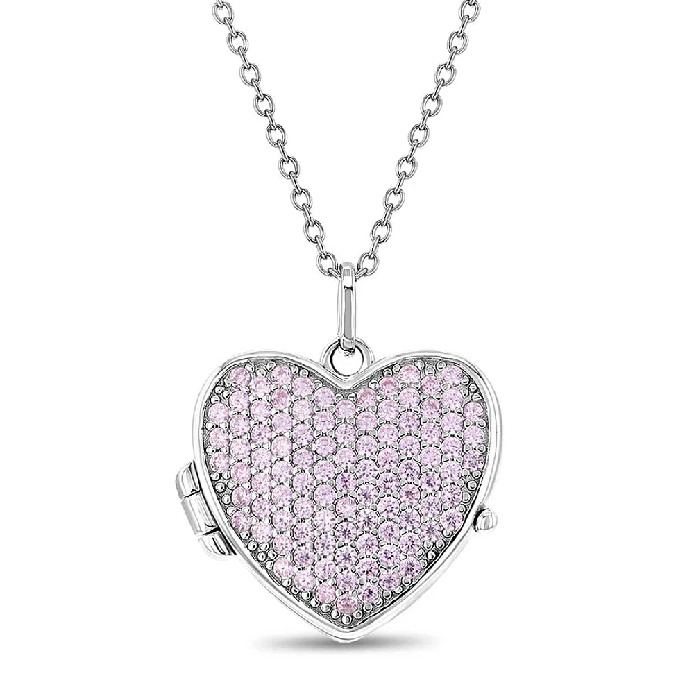 Pink Full Heart Kids Locket Necklace