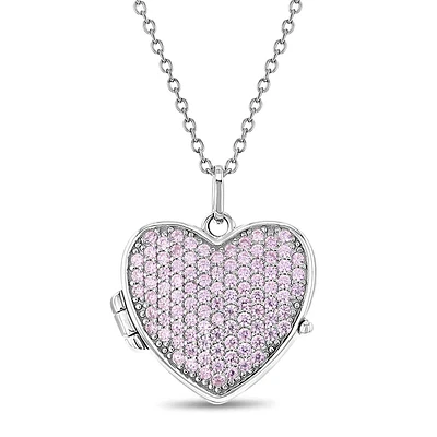 Pink Full Heart Kids Locket Necklace