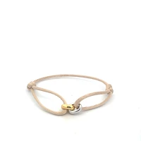 Connected Two Tone Links Cord Bracelet