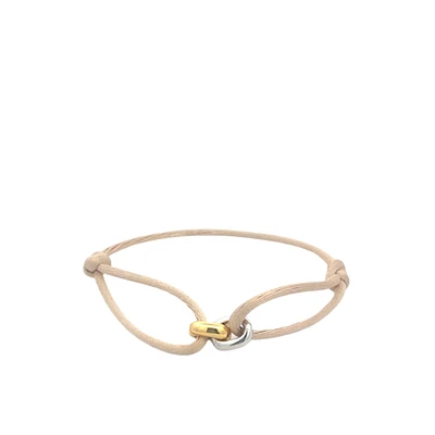 Connected Two Tone Links Cord Bracelet