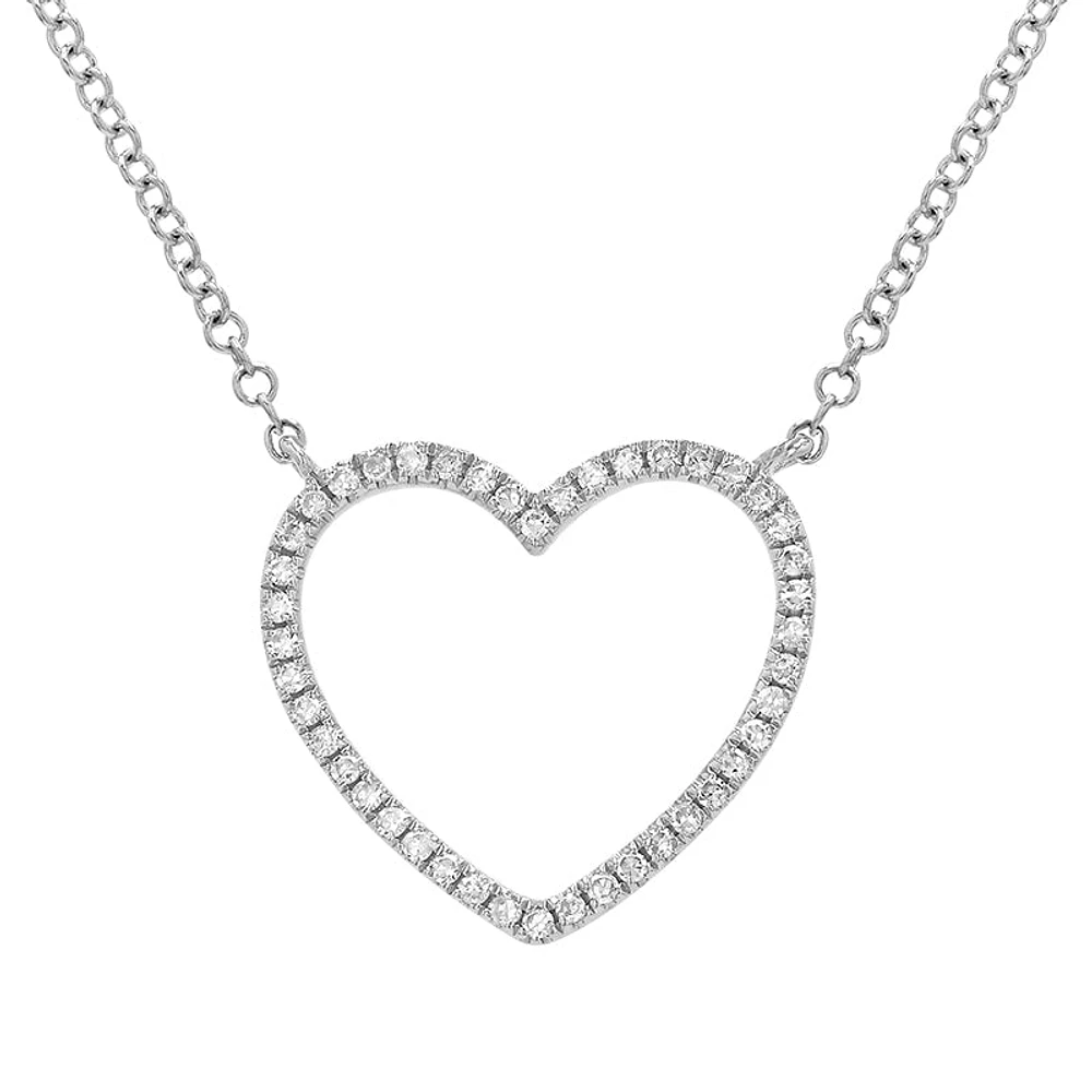 Open Heart White Gold .12CT Diamond Necklace