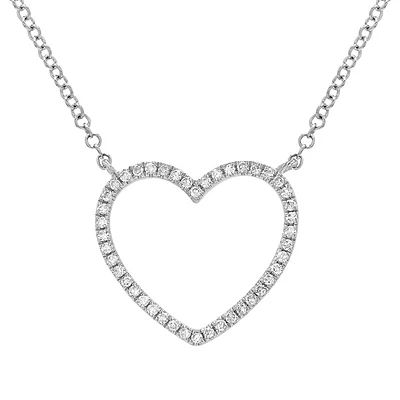 Open Heart White Gold .12CT Diamond Necklace